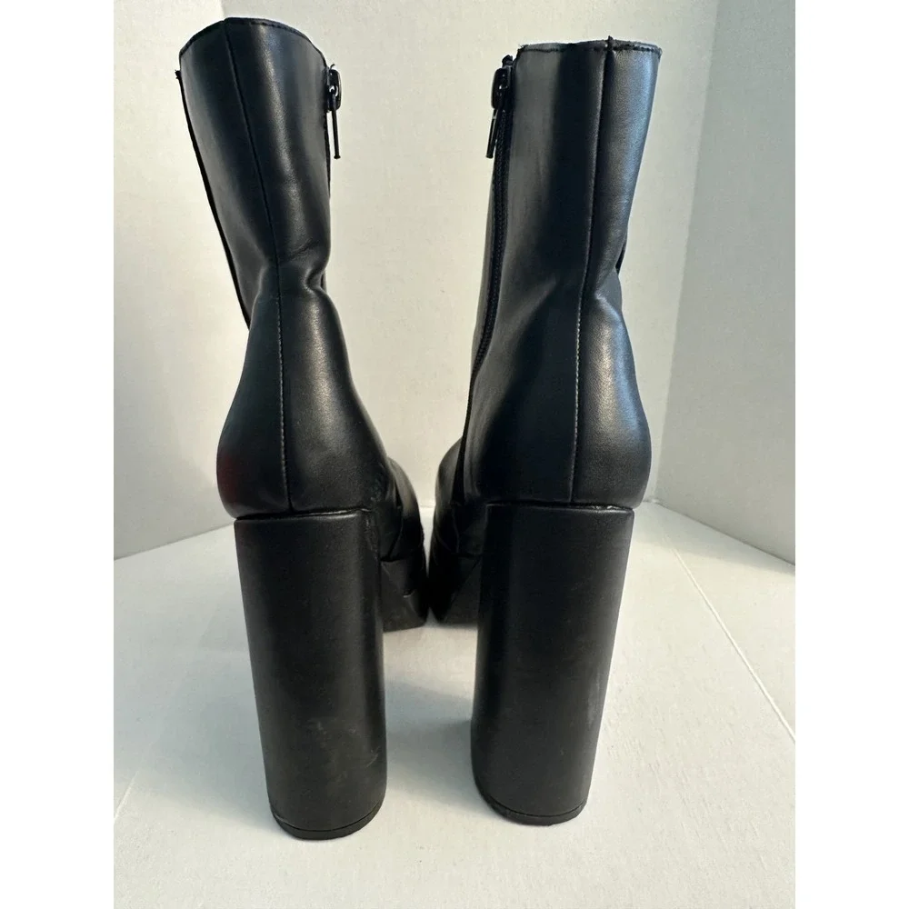 Olivia Thompson Shoes Boots Women Size 5.5 Black Platform Chunky Block Heel Zip